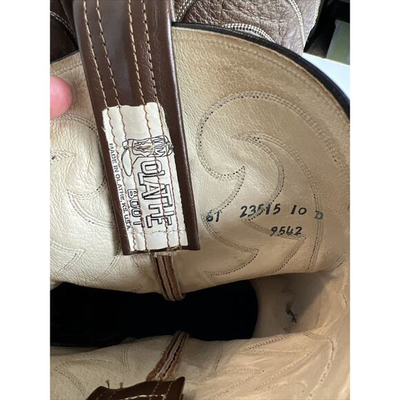 Vintage OLATHE Cowboy Boots MENS Sz 10 D Leather Western Stitched main image 10